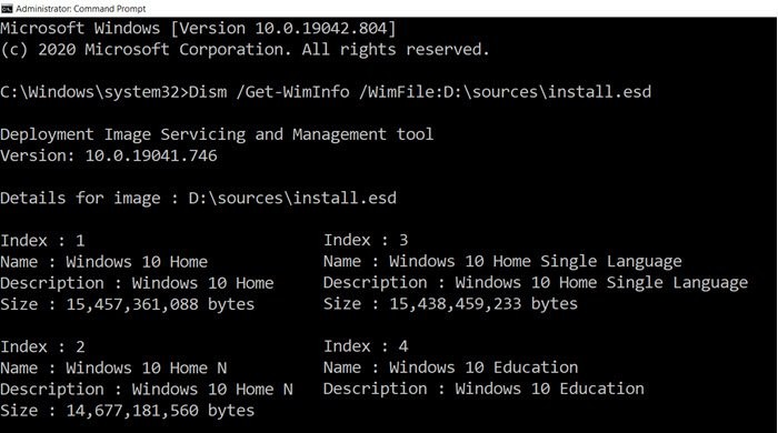 Windows 10 একাধিক সংস্করণ ISO থেকে নির্দিষ্ট Windows সংস্করণ বের করুন 