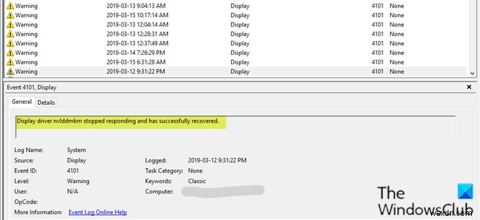 ডিসপ্লে ড্রাইভার nvlddmkm সাড়া দেওয়া বন্ধ করেছে এবং সফলভাবে পুনরুদ্ধার করেছে 