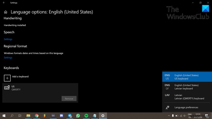 Windows 11/10 এ একটি কীবোর্ড লেআউট সরাতে পারে না 