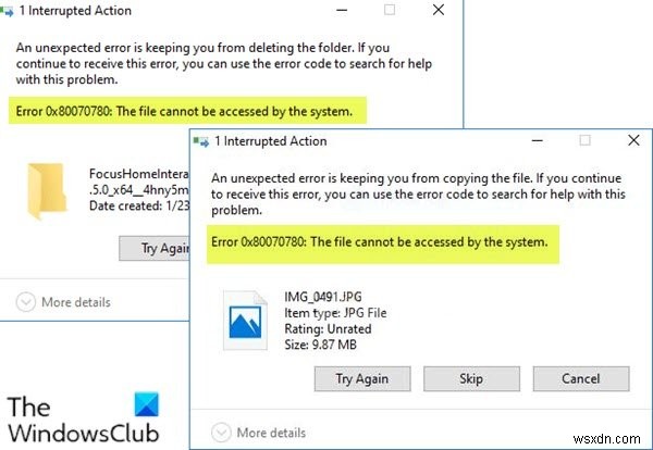 ত্রুটি 0x80070780 ঠিক করুন, ফাইলটি সিস্টেম দ্বারা অ্যাক্সেস করা যাবে না 