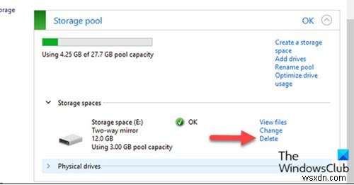 উইন্ডোজ 11/10 এ স্টোরেজ পুল থেকে কীভাবে একটি স্টোরেজ স্পেস মুছবেন 