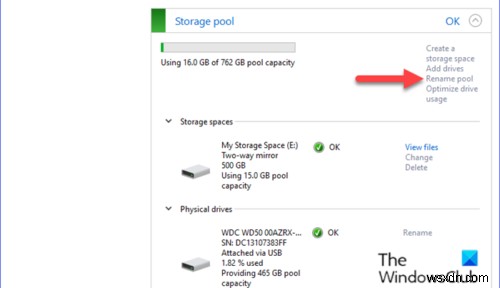 উইন্ডোজ 10-এ স্টোরেজ স্পেসের জন্য স্টোরেজ পুলের নাম কীভাবে পরিবর্তন করবেন 