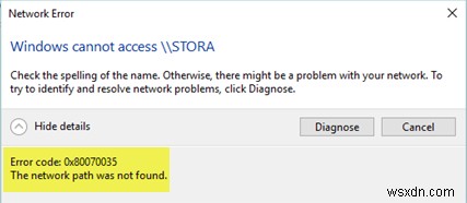 ত্রুটি কোড 0x80070035 ঠিক করুন, Windows 11/10 এ নেটওয়ার্ক পাথ পাওয়া যায়নি 