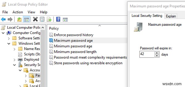 Microsoft অ্যাকাউন্ট এবং স্থানীয় অ্যাকাউন্টের জন্য একটি পাসওয়ার্ড মেয়াদ শেষ হওয়ার তারিখ সেট করুন 