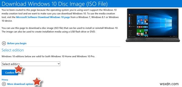 Microsoft.com থেকে সরাসরি Windows 10 ISO ডিস্ক ইমেজ ফাইল ডাউনলোড করুন 
