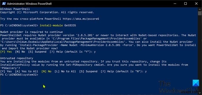 GetBIOS PowerShell মডিউল ব্যবহার করে কম্পিউটার BIOS সেটিংস কীভাবে তালিকাভুক্ত করবেন 