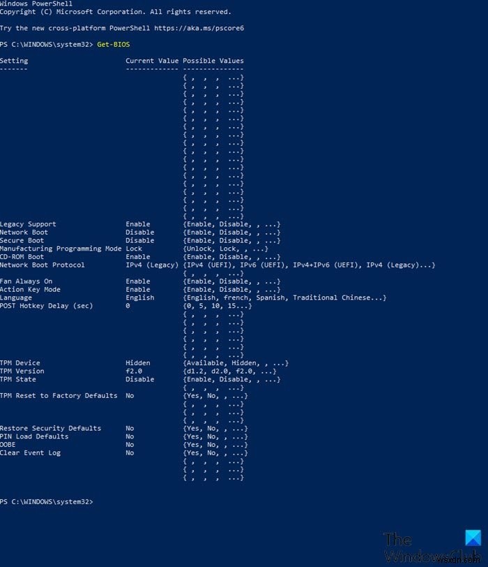 GetBIOS PowerShell মডিউল ব্যবহার করে কম্পিউটার BIOS সেটিংস কীভাবে তালিকাভুক্ত করবেন 