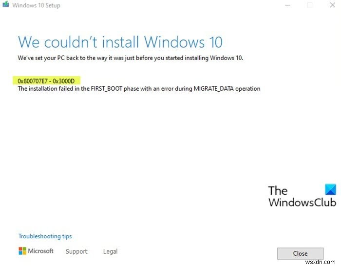 0x800707E7 - 0x3000D ঠিক করুন, FIRST_BOOT ফেজ ত্রুটিতে ইনস্টলেশন ব্যর্থ হয়েছে 