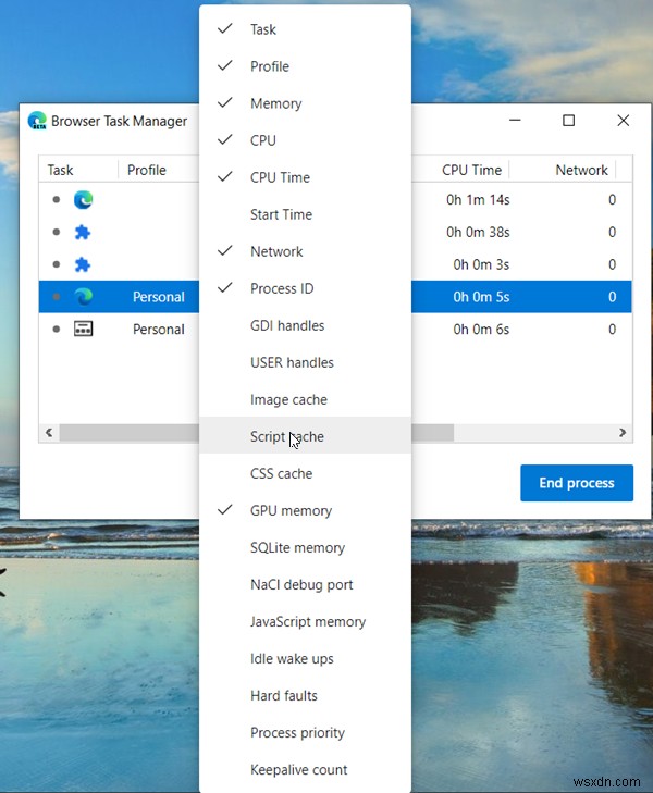 নতুন Microsoft Edge ব্রাউজারে ব্রাউজার টাস্ক ম্যানেজার ব্যবহার করা 