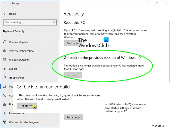 উইন্ডোজ 10 এর আগের বিল্ড বা পূর্ববর্তী সংস্করণে কীভাবে ফিরে যাবেন 