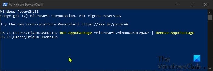 Windows 11/10 এ PowerShell, কমান্ড প্রম্পট বা সেটিংস অ্যাপ ব্যবহার করে নোটপ্যাড আনইনস্টল করুন 