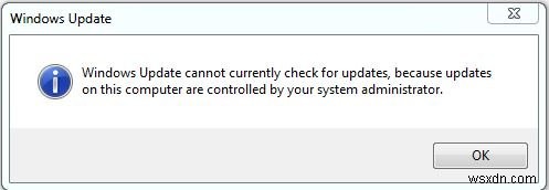 উইন্ডোজ আপডেট বর্তমানে আপডেটগুলি পরীক্ষা করতে পারে না কারণ আপডেটগুলি নিয়ন্ত্রিত হয়৷ 