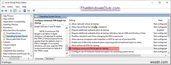 Windows 11/10-এ BitLocker স্টার্টআপ পিনের জন্য ন্যূনতম দৈর্ঘ্য নির্দিষ্ট করুন 