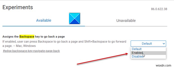 Microsoft Edge-এ আগের পৃষ্ঠায় ফিরে যেতে Backspace Key সক্ষম করুন 
