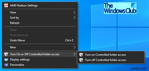 Windows 11/10-এ কনটেক্সট মেনুতে নিয়ন্ত্রিত ফোল্ডার অ্যাক্সেস কমান্ড যোগ করুন 