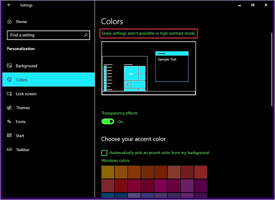 কিছু সেটিংস Windows 11/10-এ হাই কনট্রাস্ট মোড ত্রুটিতে উপলব্ধ নয় 