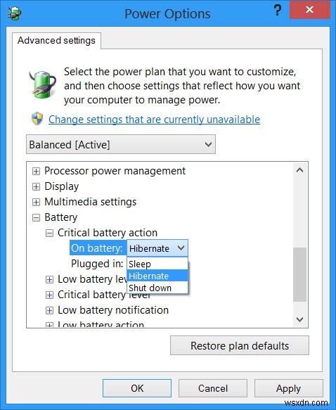 উইন্ডোজ 11/10 এ ক্রিটিক্যাল লেভেল ব্যাটারি অ্যাকশন এবং লো লেভেল ব্যাটারি অ্যাকশন পরিবর্তন করুন 