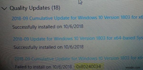 উইন্ডোজ আপডেট ত্রুটি 0x80240034 ইনস্টল করতে ব্যর্থ হয়েছে ঠিক করুন 
