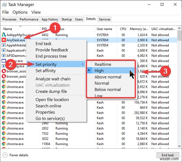 Windows 10 এর টাস্ক ম্যানেজারে প্রক্রিয়া অগ্রাধিকার সেট করতে পারবেন না 