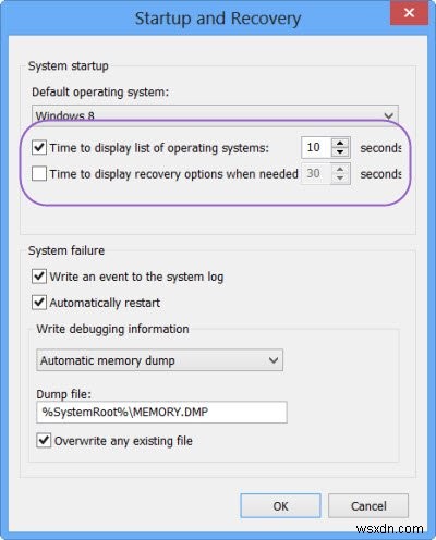 Windows 10-এ অপারেটিং সিস্টেম এবং পুনরুদ্ধারের বিকল্পগুলির তালিকা প্রদর্শনের জন্য সময় পরিবর্তন করুন 