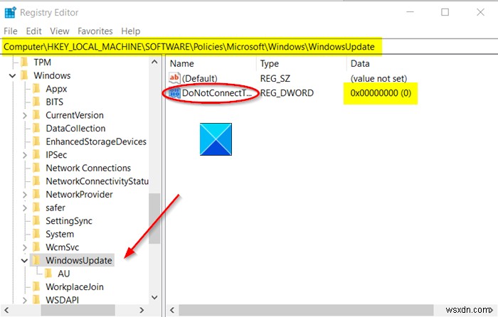 Windows 10-কে যেকোনো Windows Update ইন্টারনেট অবস্থানের সাথে সংযোগ করা থেকে আটকান 