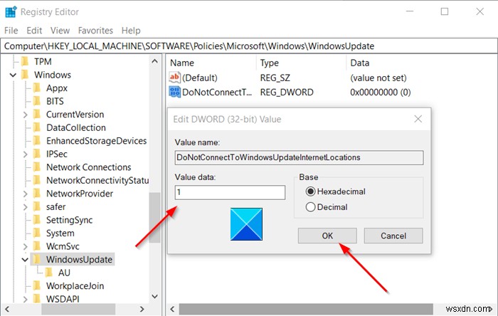 Windows 10-কে যেকোনো Windows Update ইন্টারনেট অবস্থানের সাথে সংযোগ করা থেকে আটকান 