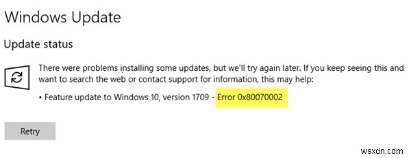Windows 10 আপডেট ত্রুটি কোড 0x80d02002 ঠিক করুন 