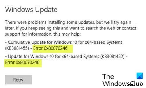 Windows 10-এ Windows আপডেট ত্রুটি 0x80070246 ঠিক করুন 
