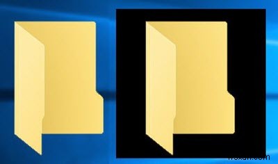 Windows 11/10-এ ফোল্ডার আইকনগুলির পিছনে কালো পটভূমি৷ 