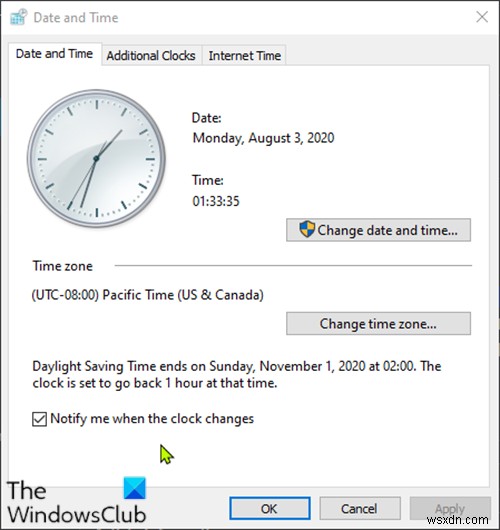 Windows 11/10 ডেলাইট সেভিংস টাইম (DST) পরিবর্তন আপডেট করে না 
