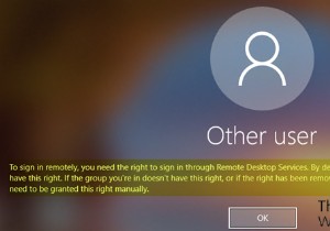 দূরবর্তীভাবে সাইন ইন করতে, আপনার রিমোট ডেস্কটপ পরিষেবাগুলির মাধ্যমে সাইন ইন করার অধিকার প্রয়োজন৷ 