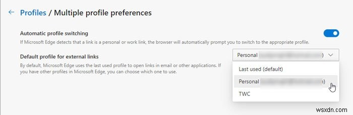 মাইক্রোসফ্ট এজ-এ বাহ্যিক লিঙ্কগুলি খুলতে ডিফল্ট প্রোফাইলটি কীভাবে নির্দিষ্ট করবেন 