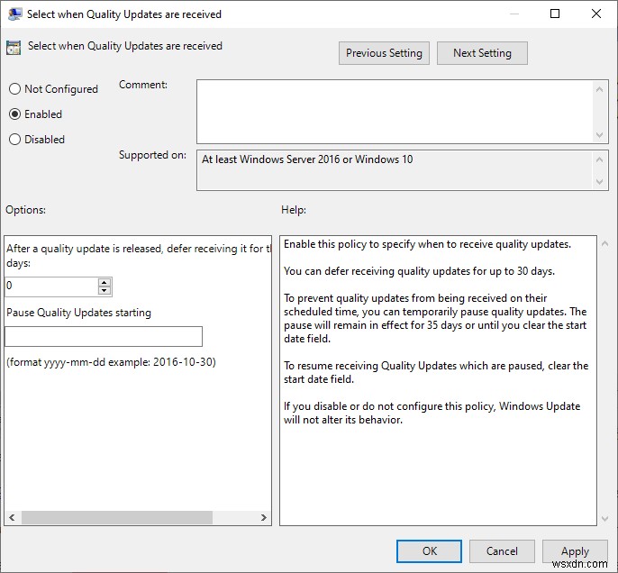 Windows 10 v2004-এ Defer Updates অপশন মুছে ফেলা হয়েছে; পরিবর্তে গ্রুপ নীতি ব্যবহার করুন! 