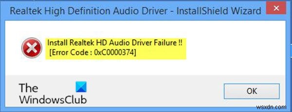 রিয়েলটেক এইচডি অডিও ড্রাইভারের ব্যর্থতা, উইন্ডোজ 10-এ OxC0000374 ত্রুটির সমাধান করুন 