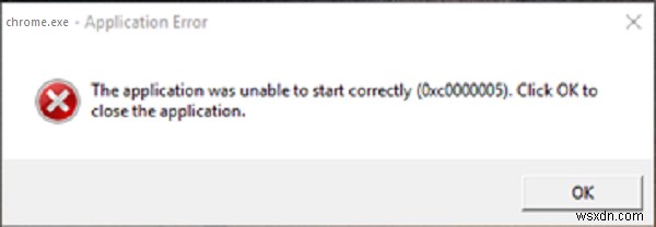 অ্যাপ্লিকেশন ত্রুটি:অ্যাপ্লিকেশনটি সঠিকভাবে 0xc0000005 আরম্ভ করতে ব্যর্থ হয়েছে৷ 