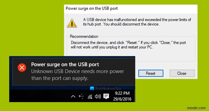 Windows 11/10-এ USB পোর্ট ত্রুটির পাওয়ার সার্জ ঠিক করুন 