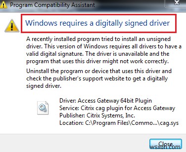 উইন্ডোজ ফিক্স করার জন্য একটি ডিজিটাল স্বাক্ষরিত ড্রাইভার ত্রুটি প্রয়োজন 
