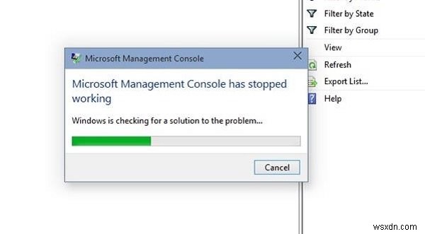 Microsoft Management Console (MMC.exe) কাজ করা বন্ধ করে দিয়েছে 