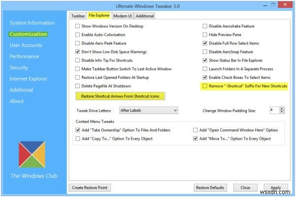 Windows 11/10-এ শর্টকাট থেকে শর্টকাট টেক্সট, শর্টকাট অ্যারো সরান 