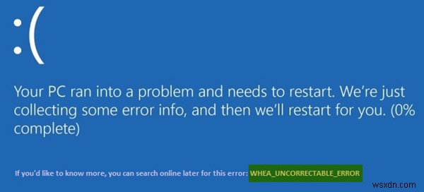 WHEA_UNCORRECTABLE_ERROR, Windows 11/10 এ 0x00000124 নীল স্ক্রীন 