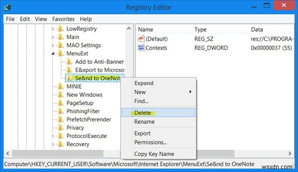 Windows PC-এ OneNote-এ পাঠান অক্ষম বা সরান 