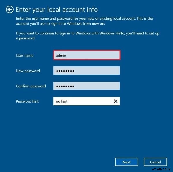 Windows 10 হোম ইনস্টল করার সময় বা পরে একটি স্থানীয় অ্যাকাউন্ট তৈরি করুন 