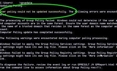 কম্পিউটার নীতি সফলভাবে আপডেট করা যায়নি, গ্রুপ নীতির প্রক্রিয়াকরণ ব্যর্থ হয়েছে৷ 
