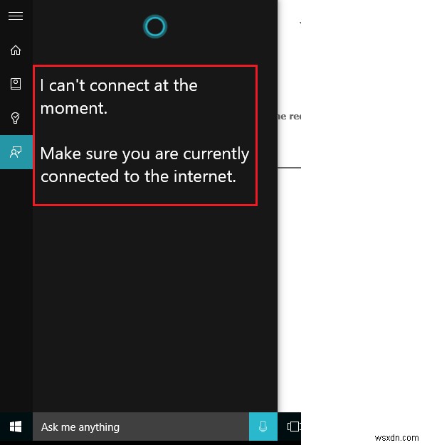 Cortana Windows 10 এ ইন্টারনেটের সাথে সংযোগ করছে না 