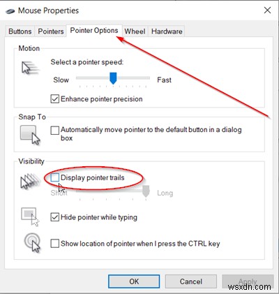 উইন্ডোজ 10 এ মাউস পয়েন্টার ট্রেলগুলি কীভাবে সক্ষম করবেন 