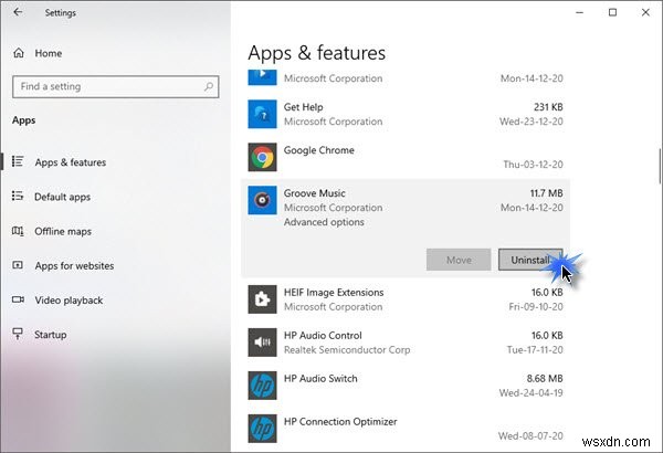 উইন্ডোজ 10 থেকে গ্রুভ মিউজিক আনইনস্টল করুন 