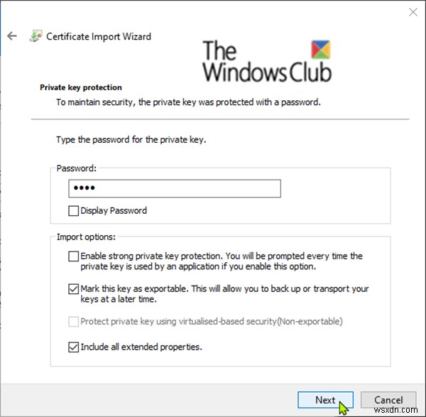 Windows 10 এ EFS ফাইল এনক্রিপশন সার্টিফিকেট এবং কী (PFX ফাইল) আমদানি করুন 
