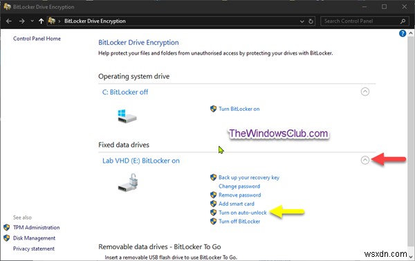 Windows 10-এ BitLocker এনক্রিপ্ট করা ডেটা ড্রাইভের জন্য অটো-আনলক চালু বা বন্ধ করুন 