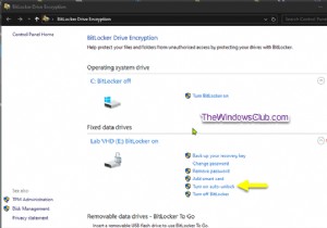 Windows 10-এ BitLocker এনক্রিপ্ট করা ডেটা ড্রাইভের জন্য অটো-আনলক চালু বা বন্ধ করুন 