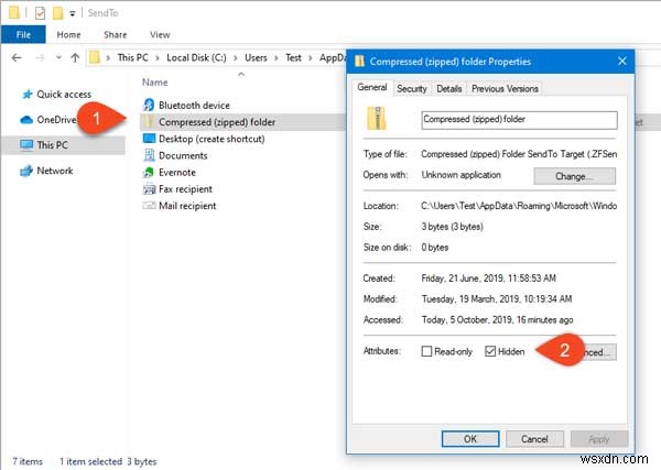 Windows 10-এর মেনুতে পাঠান থেকে সংকুচিত (জিপ করা) ফোল্ডার অনুপস্থিত 